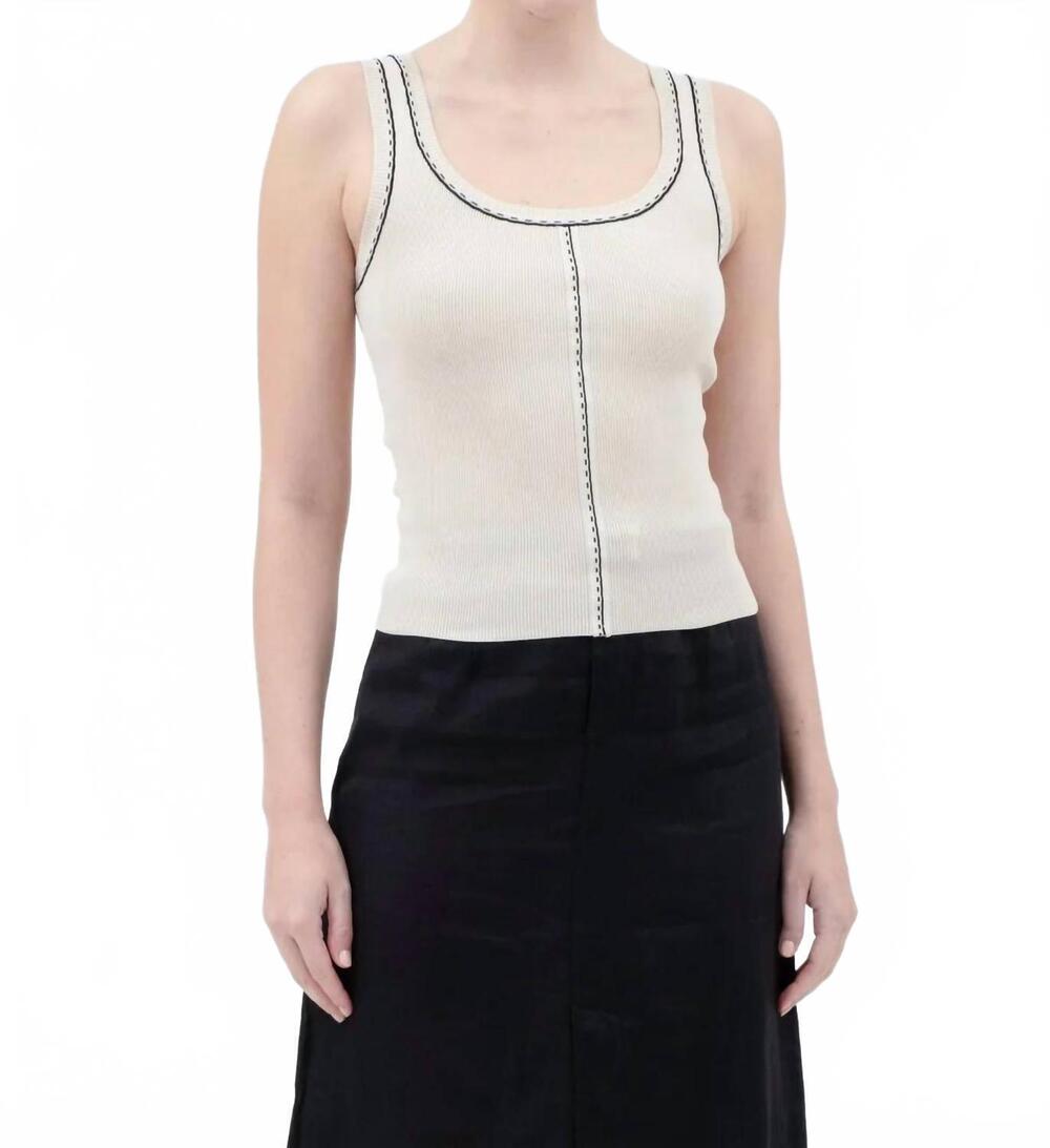 NEW BLU PEPPER sable thread tank top in beige